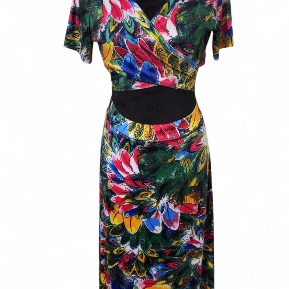 Asymmetrical Floral Dress - Multicolor